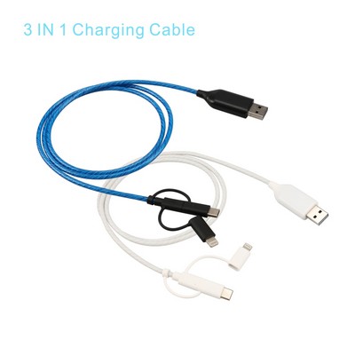 SCB17 3 in 1 Charging Cable LED USB Cable Visible Flowing Light Muti Charging Cable