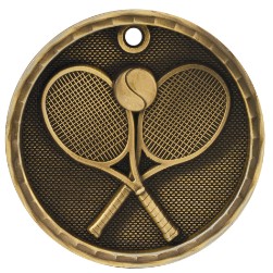 2" Antique Finish 3D Tennis Medal