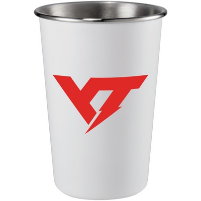 16 Oz. White Stainless Steel Pint Glass