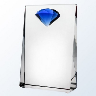 Blue Diamond Wedge Optic Crystal Award - Large