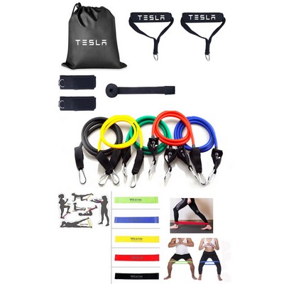 Kidder Exercise Fitness Resistance Bands Set + 5 Elastic Booty Bands