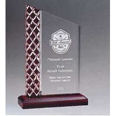 Zenith Series Clear Acrylic Award w/Lattice Pattern & Red Metallic Accent (5.5"x 7.25")