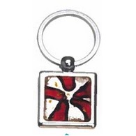 Red Art Glass Decorated Key Ring