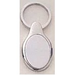 Bristol Series Polished Silver Oval Keyring w/Matte Silver Insert (1.25"x 3")