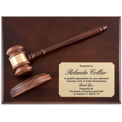 Genuine Walnut Gavel Plaque (9" x 12")