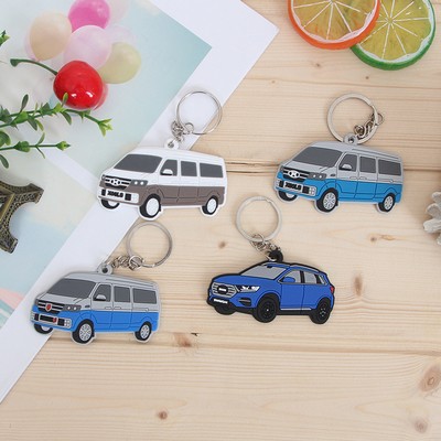 Bus Shape 2D Soft PVC Customized Keychain