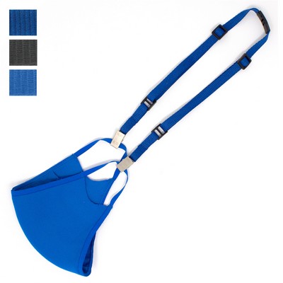 3/8" Royal Blue Adjustable Face Mask Holder/Lanyard with 2 Bulldog Clips