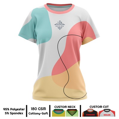 Women's Full Sublimation 180G Cotton-Feel Short Sleeve T-Shirt