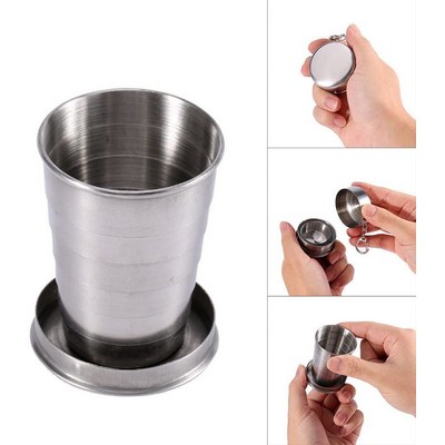 2.5 Oz. Foldable Stainless Steel Cup with Key Chain