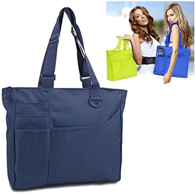 Office Multi Pocket Zipper Tote Bag - By Boat