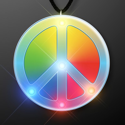 Rainbow Peace Sign Blinkies Pin w/ Lanyard - BLANK