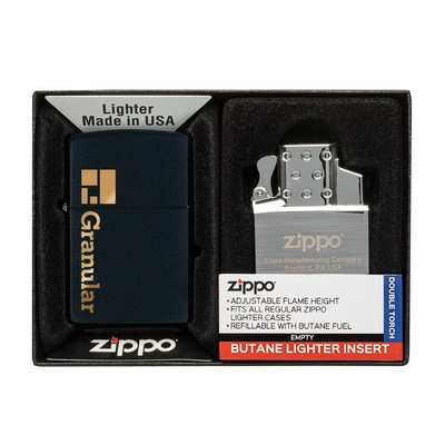 Matte Zippo® Lighter & Double Butane Insert Gift Set