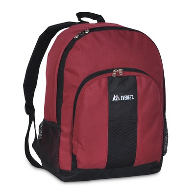 Everest Backpack with Front and Side Pockets, Burgundy Red/Black