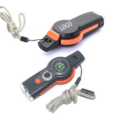 7-in-1 Survival Whistle w/Lanyard