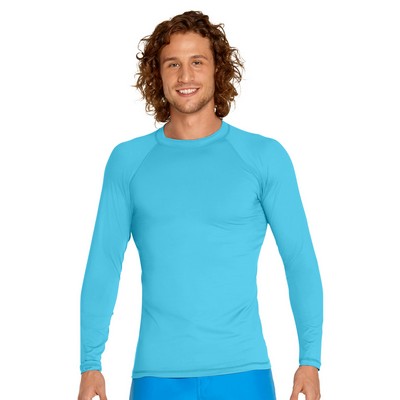 Adult Long Sleeve Rash Guard - Aqua Blue