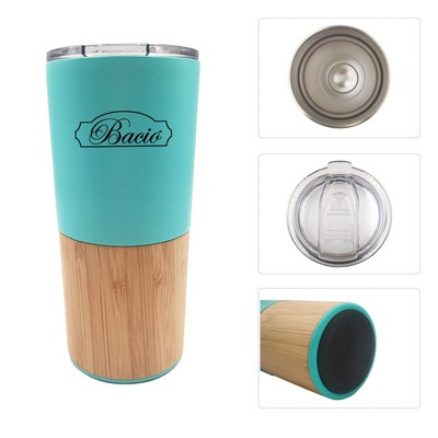 20 Oz Vacuum-Sealed Eco Bamboo Tumbler