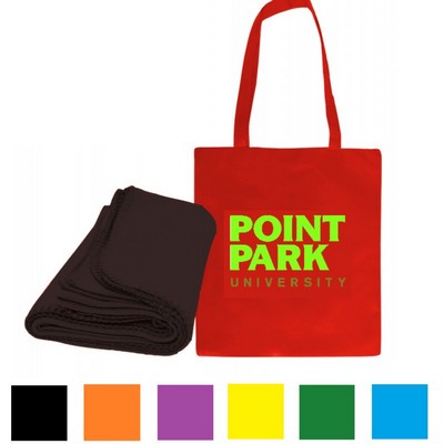 Combo Fleece Blanket & Tote Bag w/ Custom Imprint, 50" X 60"