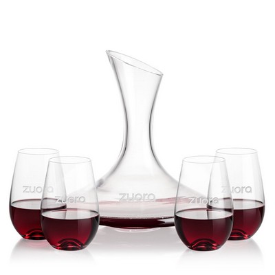 Madagascar Carafe & 4 Boston Stemless Wine