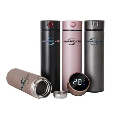 Bounce Cover Temperature Display Stainless Bottle 17oz.