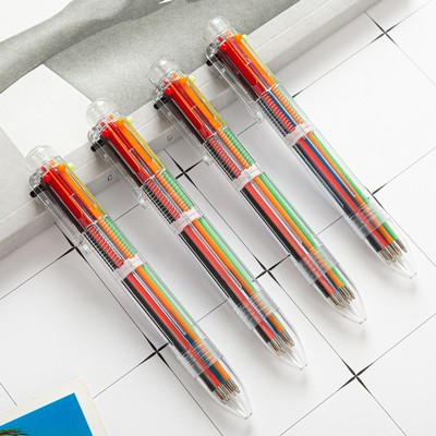 Plastic 6-in-1 Retractable Ballpoint Pens w/Logo