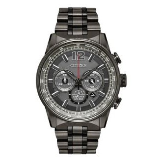 Citizen® Men's Nighthawk Eco-Drive® Watch w/Grey Dial & Red Accents