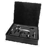 Black/Silver Leatherette 5-Piece Wine Tool Gift Set