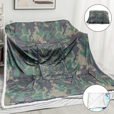 60" x 80" Oversize Sherpa Velvet Sublimation Pillow Blanket