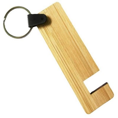 Slim Bamboo Phone Stand Keychain