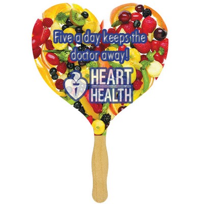 Heart Glued Hand Fan (1 Side/ Four Color Process Imprint)