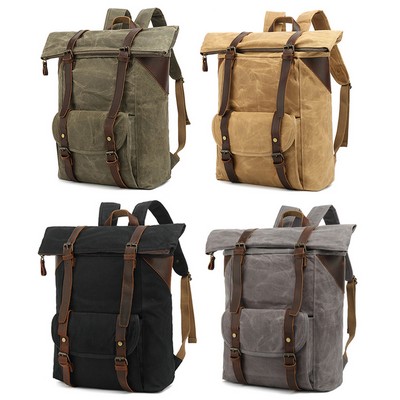 Men's College Leather Canvas Daypack