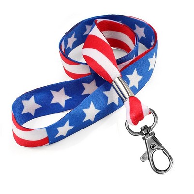 USA Made 3/4" Patriotic Flag Lanyard