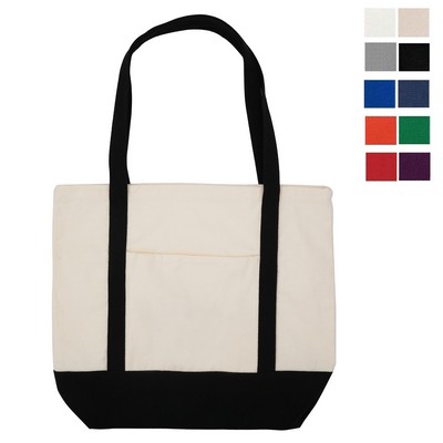 12oz Cotton Canvas Tote Bag w/Front Open Pocket