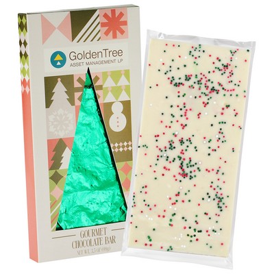 3.5 Oz. Belgian Chocolate in Tree Window Box - Holiday Sugar Cookie Crunch Bar