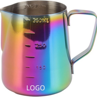 12oz 304 Stainless Steel Rainbow Milk Frothing Pitcher Latte Art Pitcher Coffee Milk Frother Cups