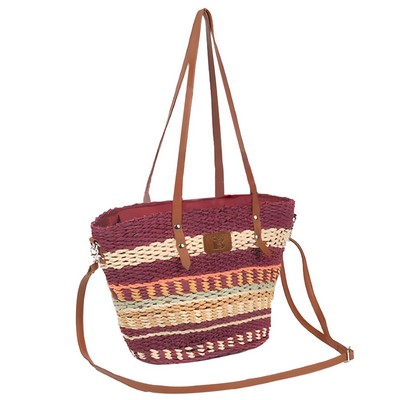 Natural Straw Bag Hand Woven Long Strap Handbags Retro