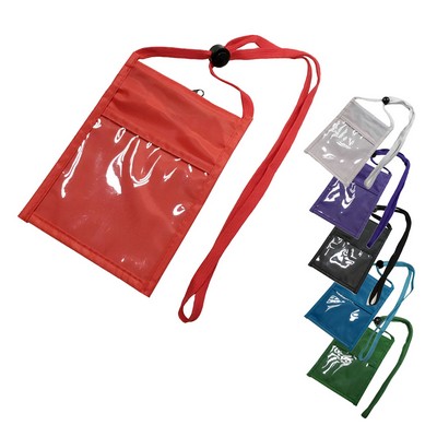 Spacious Non-Woven Neck Wallet with Adjustable Lanyard