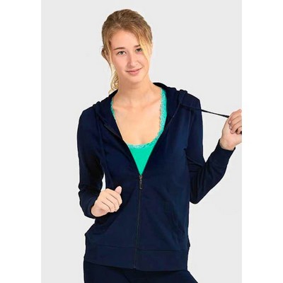 Women's Plus Size Jersey Zip-Up Hoodie Jackets - 3X, Navy (Case of 24)