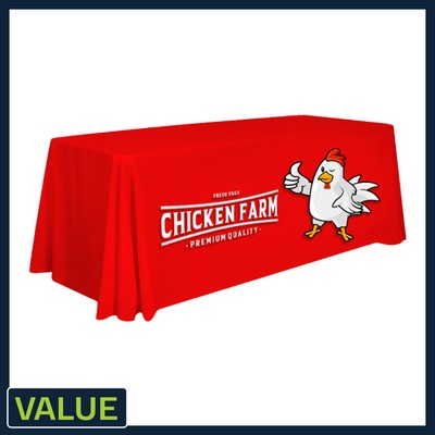 Value - 6 ft. x 30"Top x 29"H - 4 Sided Hemmed Standard Table Throw(FRONT PRINT ONLY)Dye Sublimation