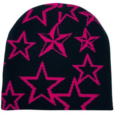 Star Pattern Stretch Beanie With Custom Logo