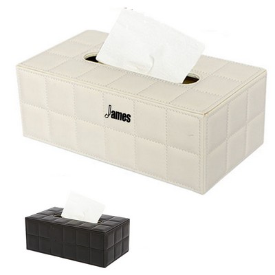 Car Plaid Pu Leather Tissue Box