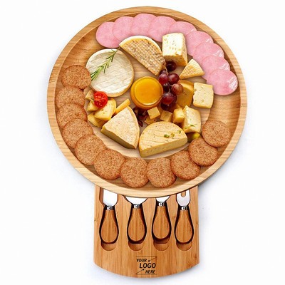 10'' Bamboo Cheese Board Set with 4 Knives