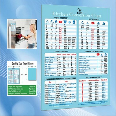 Convenient Handy Kitchen Conversion Chart Magnet