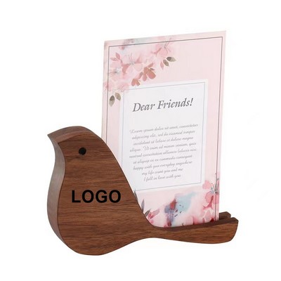 Walnut Cartoon Bird Shape Business Card Holder