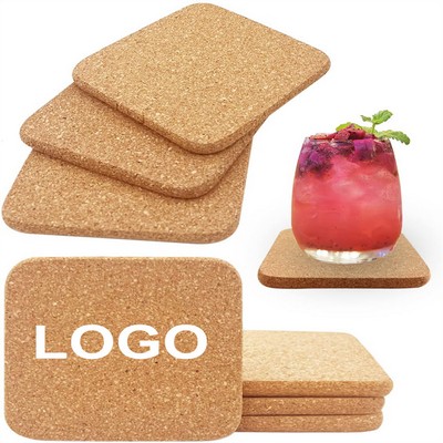 Square Wooden Absorbent Cork Drink Coasters