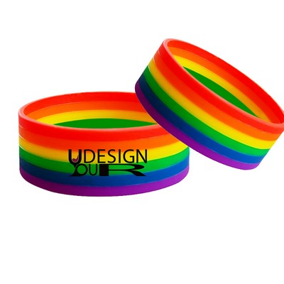 Silicone Rainbow Wristbands MOQ 10pcs