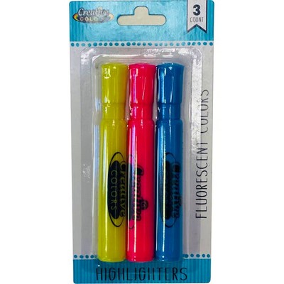 Highlighters - Chisel Tip, 3 Fluorescent Colors (Case of 48)