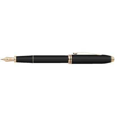 Cross® Townsend® Black Lacquer Fountain Pen With Gold Trim