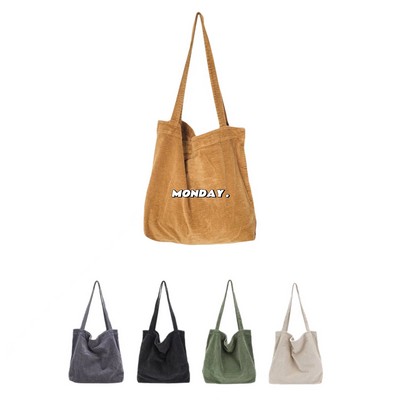 Corduroy Shoulder Tote Bag