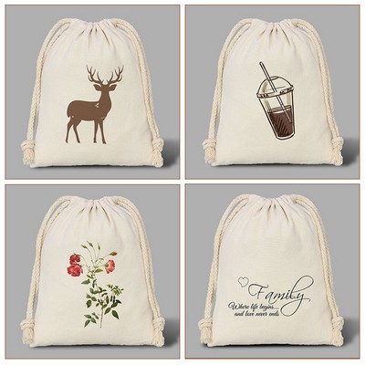 Custom 15.8" X 15.8" 8 Oz Cotton Canvas Cloth Drawstring Bags Jewelry Wedding Candy Gift Bags