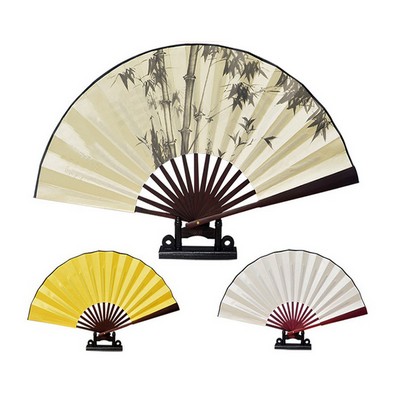 8.2in Bamboo-Handled Folding Paper Fan